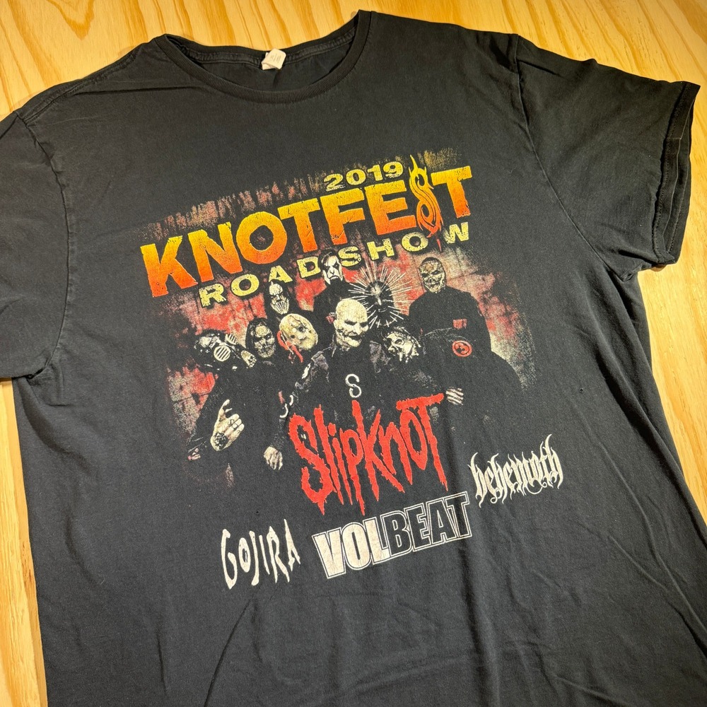 Slipknot Men's Knotfest Roadshow Tour Black Graphic Heavy Metal Band Tee XL